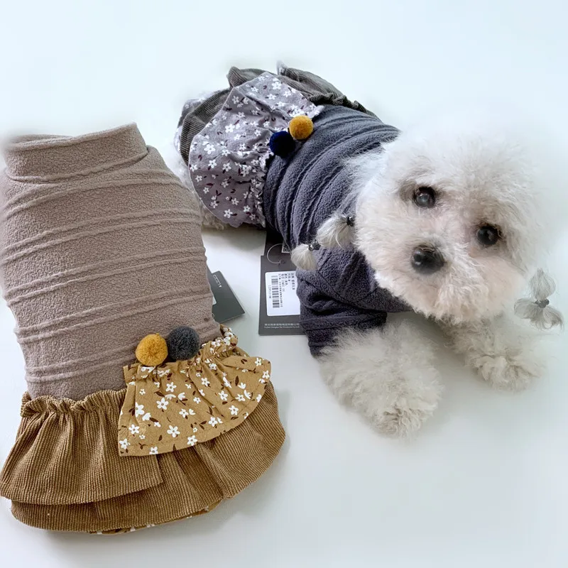 Осенне-зимние платья в стиле принцессы для собак супер теплые юбки с хлопковой