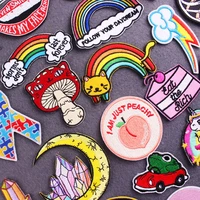 diy wildernessrainbow patch iron on embroidery patches for clothing cartoon lips patch for clothes stickers patches applique