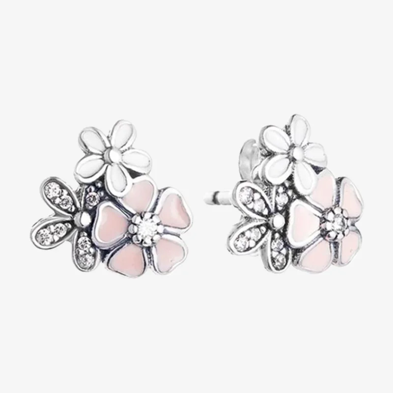 

925 Sterling Silver Pan Earring New Style Daisy Cherry Blossom Earrings For Women Wedding Gift Fashion Jewelry