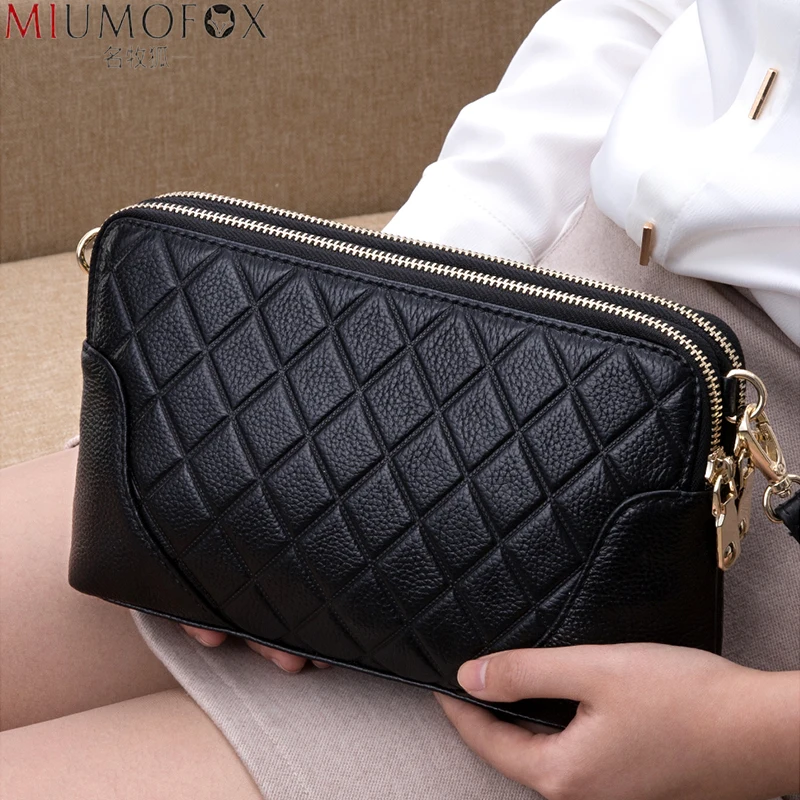 

2021 New Women Luxury Fashion Genuine Leather Clutch with Hand Strap Large Capacity Long Wallet Purse Big Shoulder Crossbody Bag