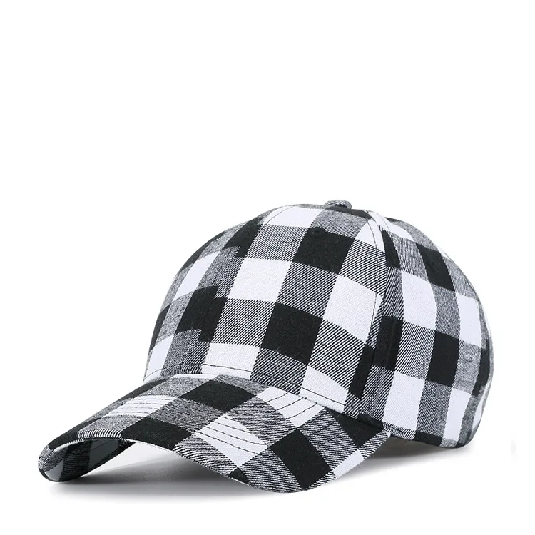 

2021 popular cotton black and red plaid cap outdoor sunscreen cap
