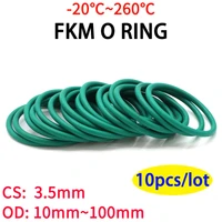 10pcs cs3 5mm od 10100mm green fkm fluorine rubber o ring sealing gasket insulation oil high temperature resistance green