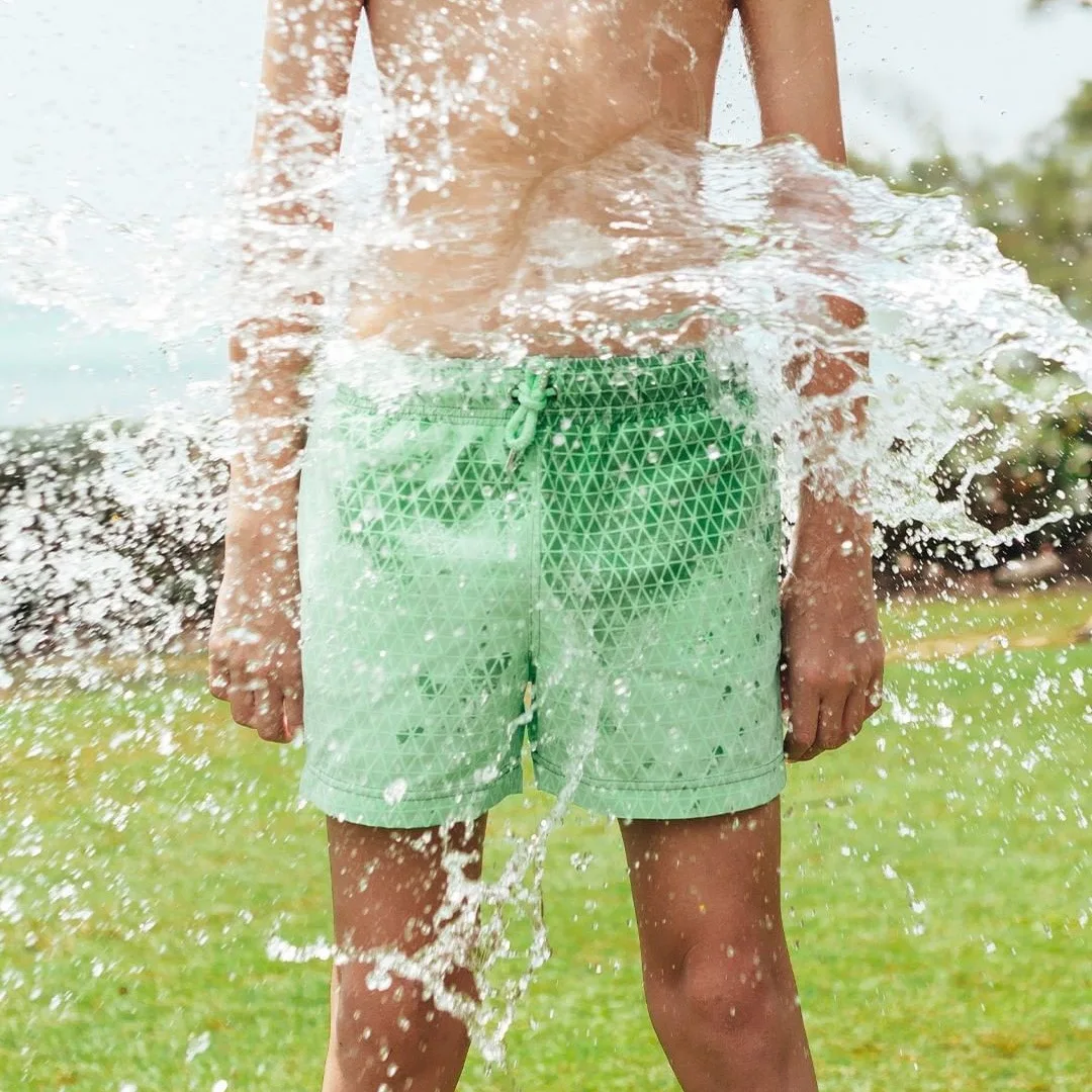 

mesh-shaped printed change color beach pants men swimming shorts