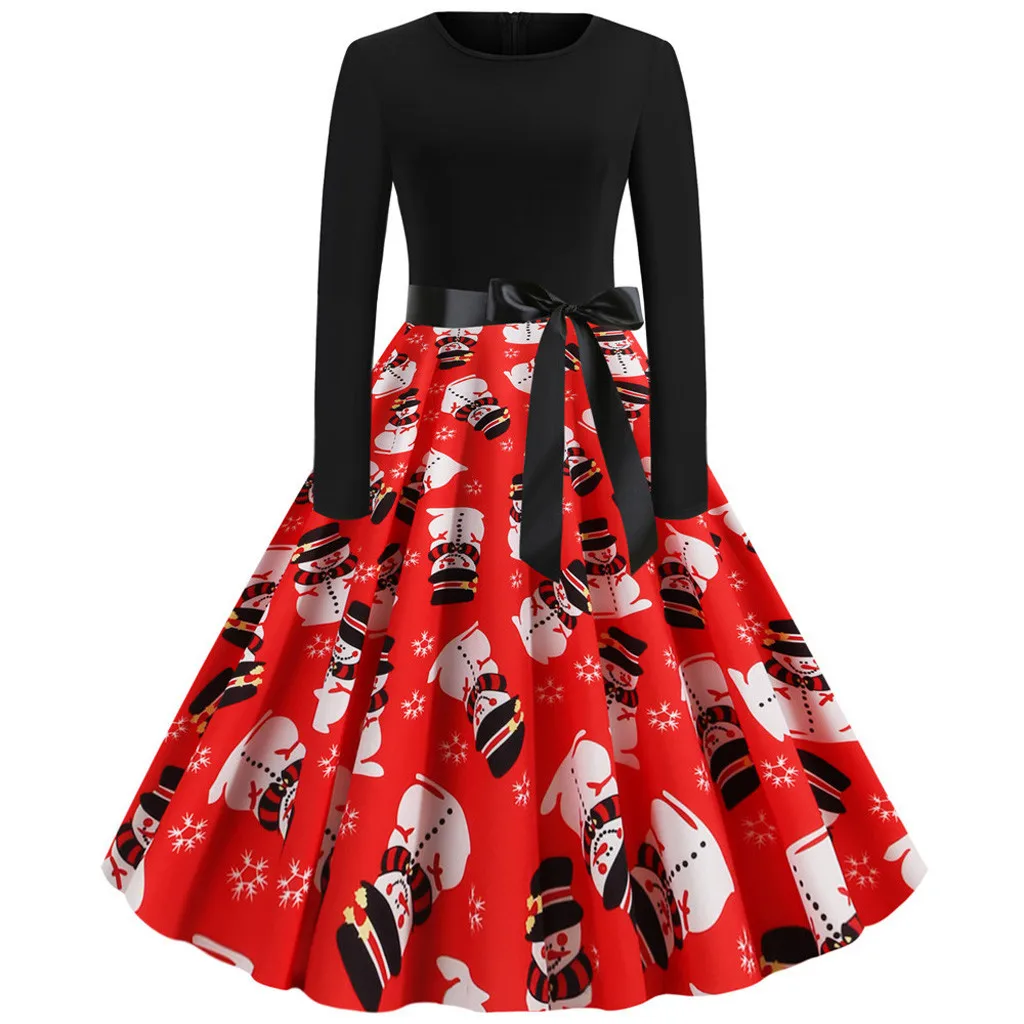 HSU 2019 горячая Распродажа женское винтажное рождественское платье с длинными