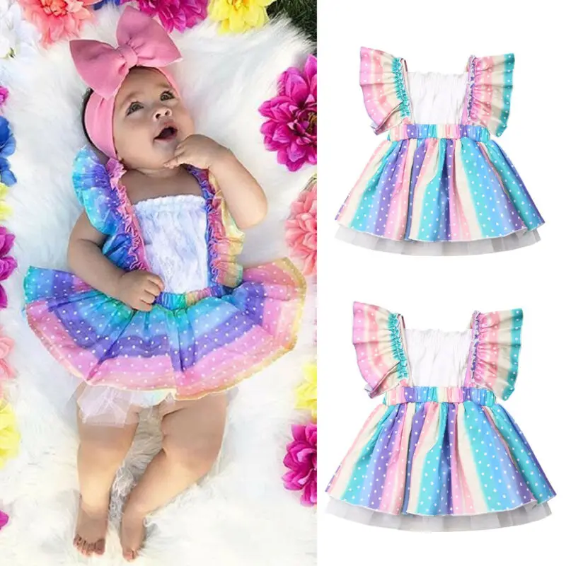 Pudcoco-Conjunto de ropa para beb&eacute; reci&eacute;n nacido, Tops de tubo con volantes, falda de tut&uacute;, vestido a rayas, 0 a 24 meses, verano 2021-0