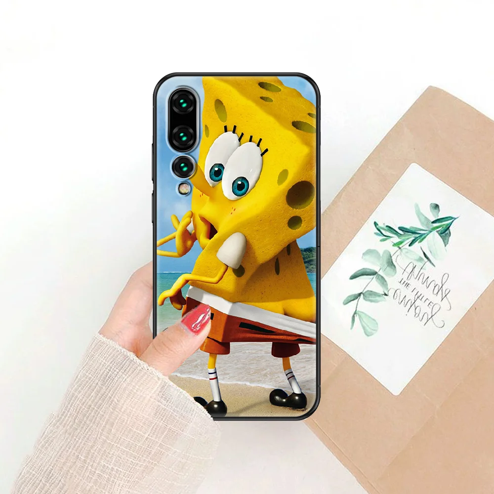 

Cartoon Sponge-Bob Cute Phone case For Huawei P Mate P10 P20 P30 P40 10 20 Smart Z Pro Lite 2019 black 3D prime tpu cover