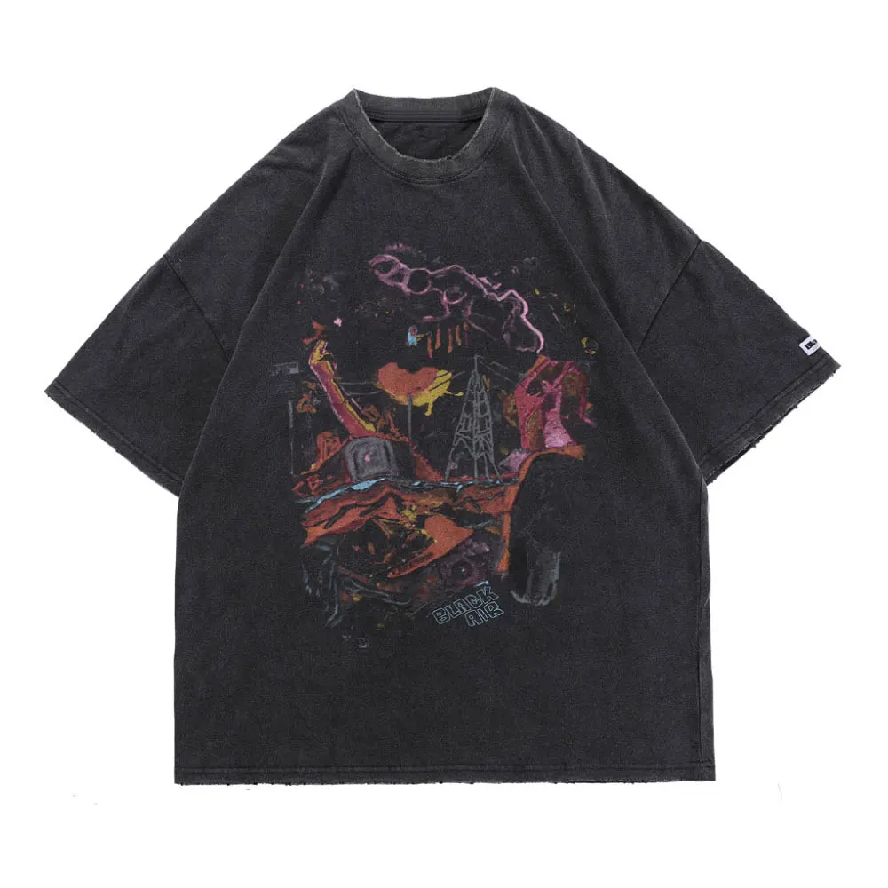 

Oversized T-Shirts Distressed Graffiti Tees Shirts Hipster Short Sleeve Tops