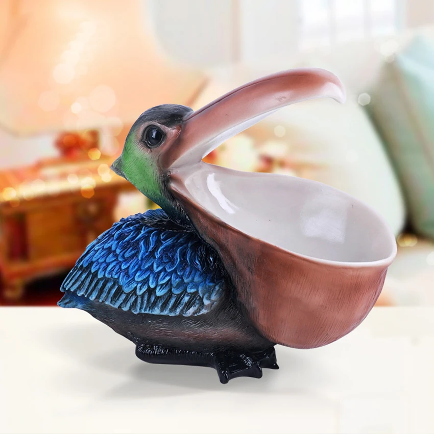 

European Big mouth ostrich Figurine tabletop handicraft resin copper animal Miniatures Key storage furnishing home decoration