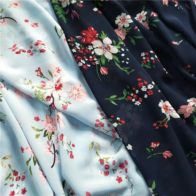 

100*150cm Floral Print Chiffon Fabrics for Sewing Dress Shirt Floral Cloth By The Meter