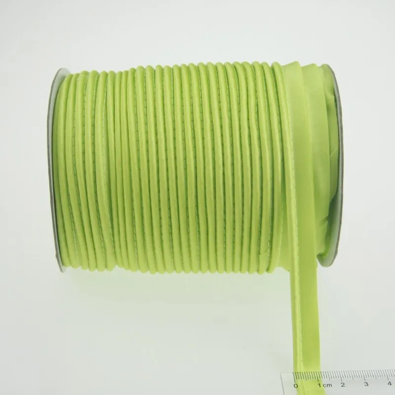 apple green Полиэстерсатин косой шнур лента, трубопровод лента, размер: 12 мм, 1/" 20 ярдов, металлик Золотой/Серебряный Черный Белый Красный слоновая кость - Цвет: apple green