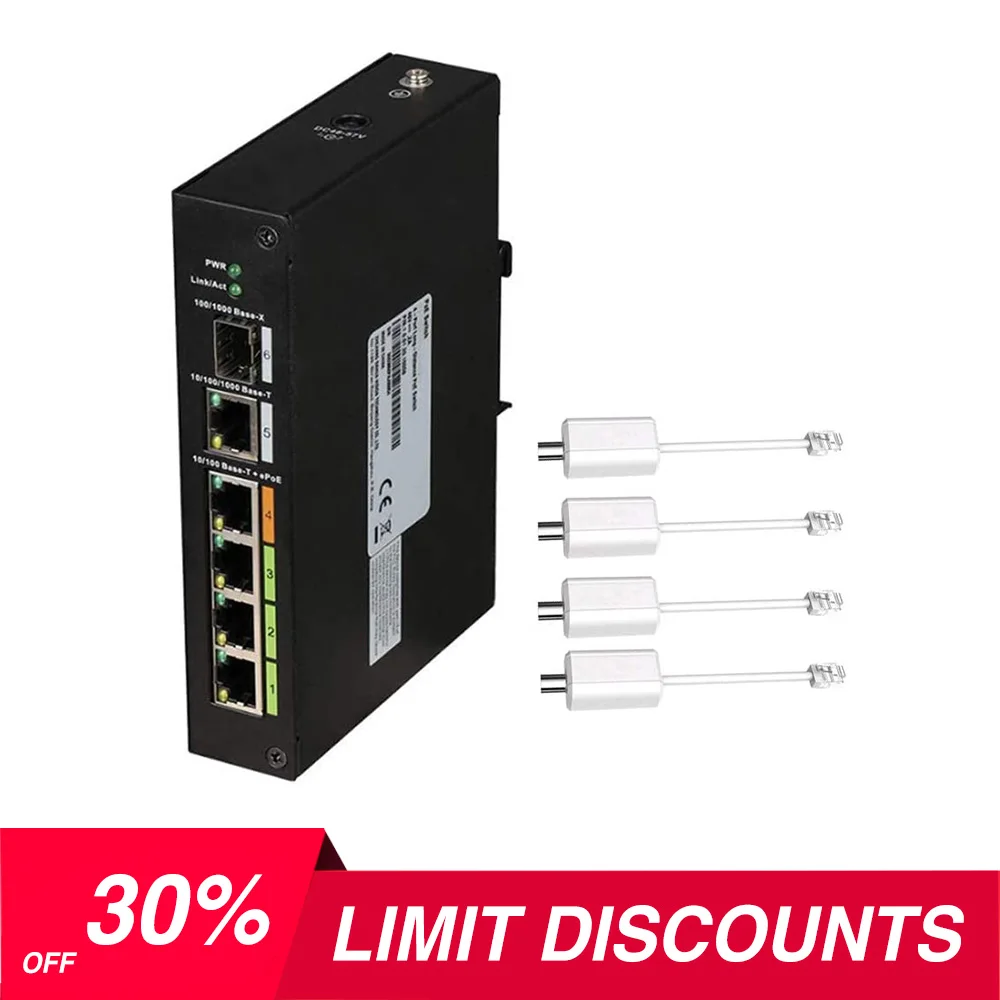 4 портовый промышленный управляемый коммутатор POE с технологией Ethernet Over Coax