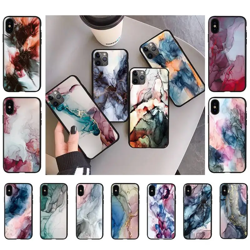 

Color Ink marble Phone Case Fashion Knockproof Case For iPhone 11 8 7 6S Plus X XS MAX 5S se 2020 11 12pro max xr Coque