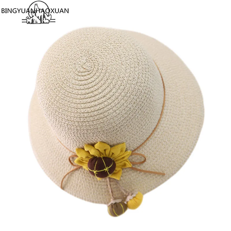 Соломенная шляпа в европейском стиле с цветами для детей и взрослых брендовая