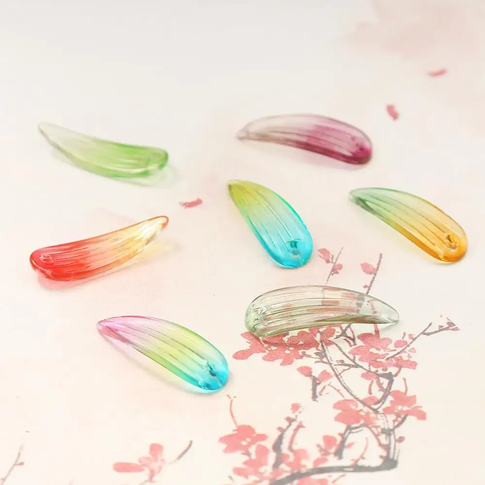 10 шт./лот 26x9 мм цветные стеклянные бамбуковые листья бусины для ювелирных изделий