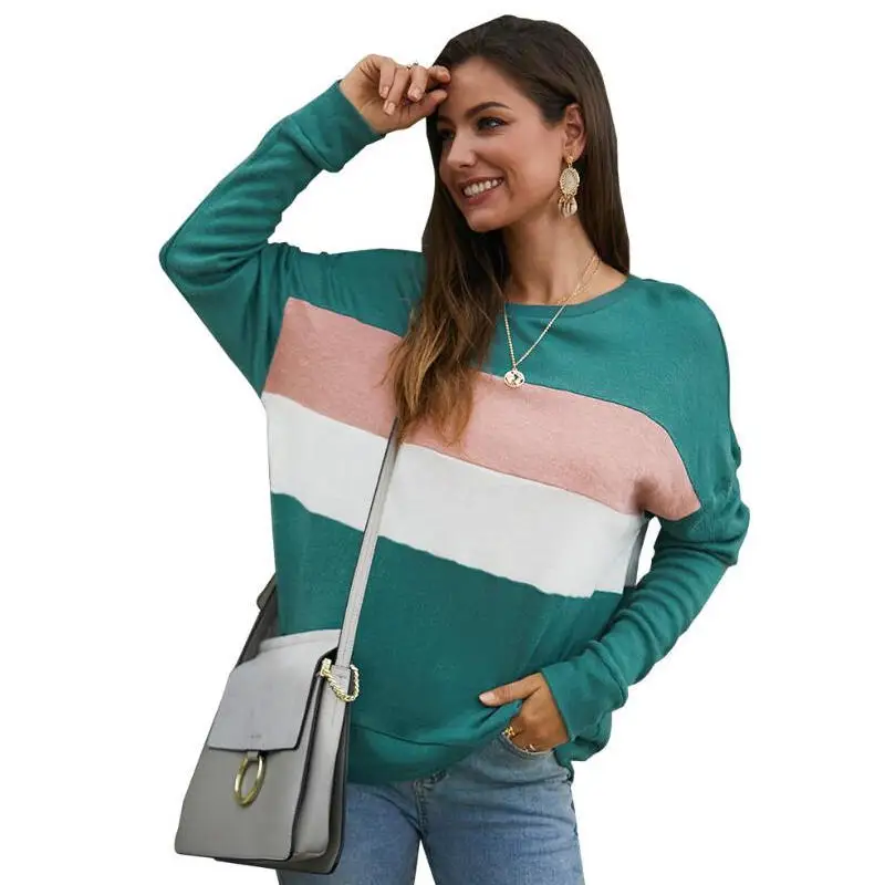 Женский свитер в полоску повседневный Модный вязаный пуловер Осень-зима 2020 новый