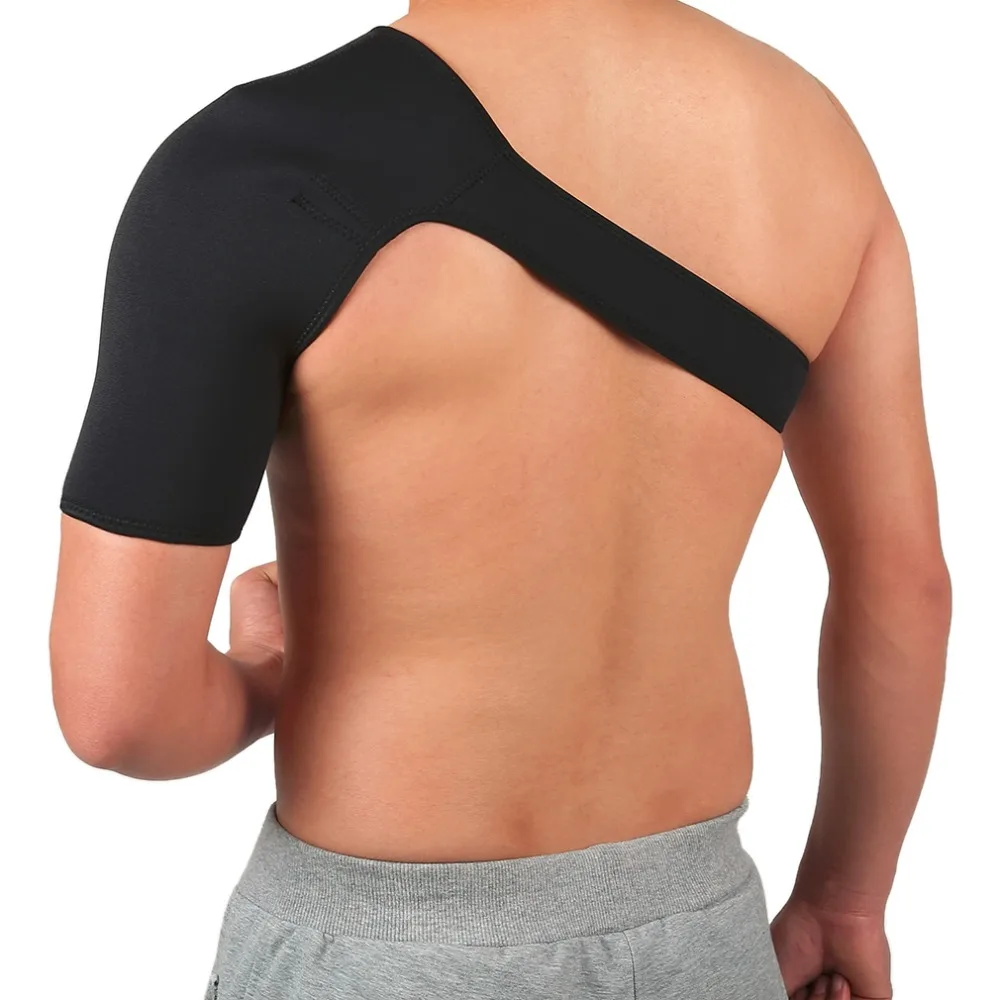 

Adjustable Breathable Gym Sports Care Single Shoulder Support Back Brace Guard Strap Wrap Belt Band Pads Black Bandage Men/Women