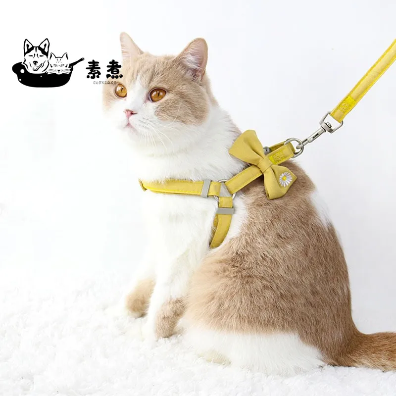 

Поводок для собак, регулируемый, двойной, с бантом, для выгула на улице