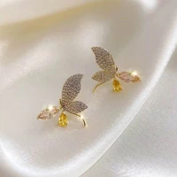 fashion crystal stones butterfly stud earrings for women girls new jewelry elegant earings bijoux