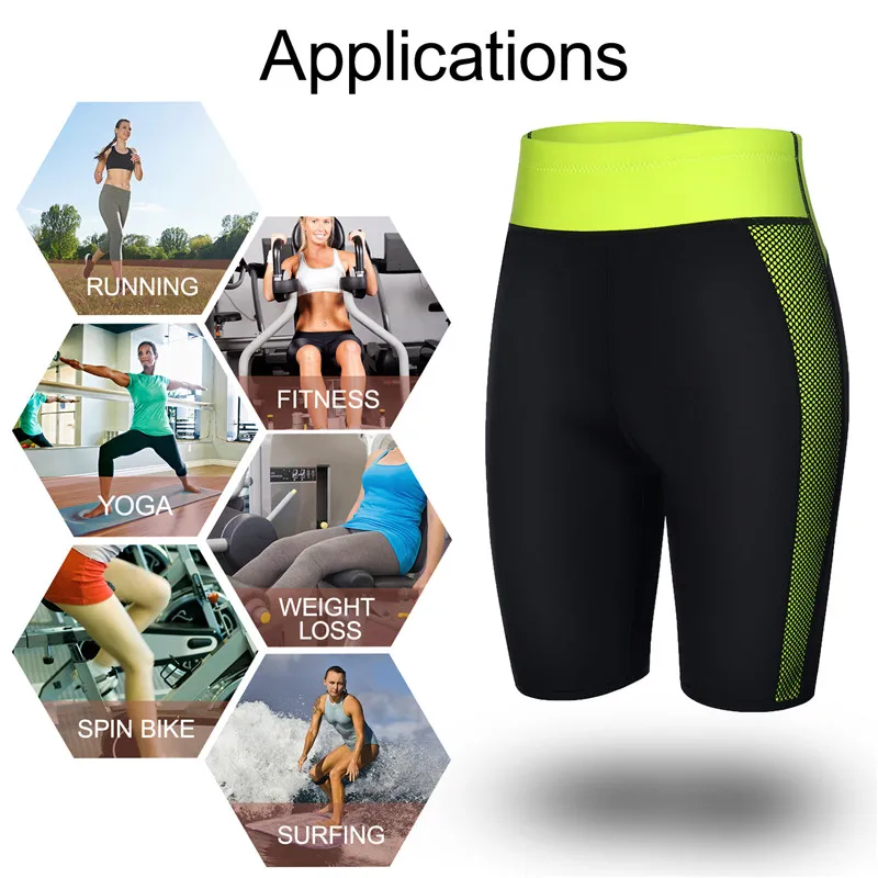 Junlan Neoprene Women Shorts Slimming Tummy Control Pants High Waist Trainer Bottom Shapewear Thigh Reducing Sweaty Shapers