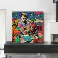 abstract graffiti boxer portrait canvas painting pop wall art posters and print mural pictures for living room bar home decor