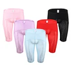 Мужское нижнее белье, сетчатые кружевные длинные шорты-боксеры, нижнее белье, прозрачные сексуальные мужские трусы-шорты для геев