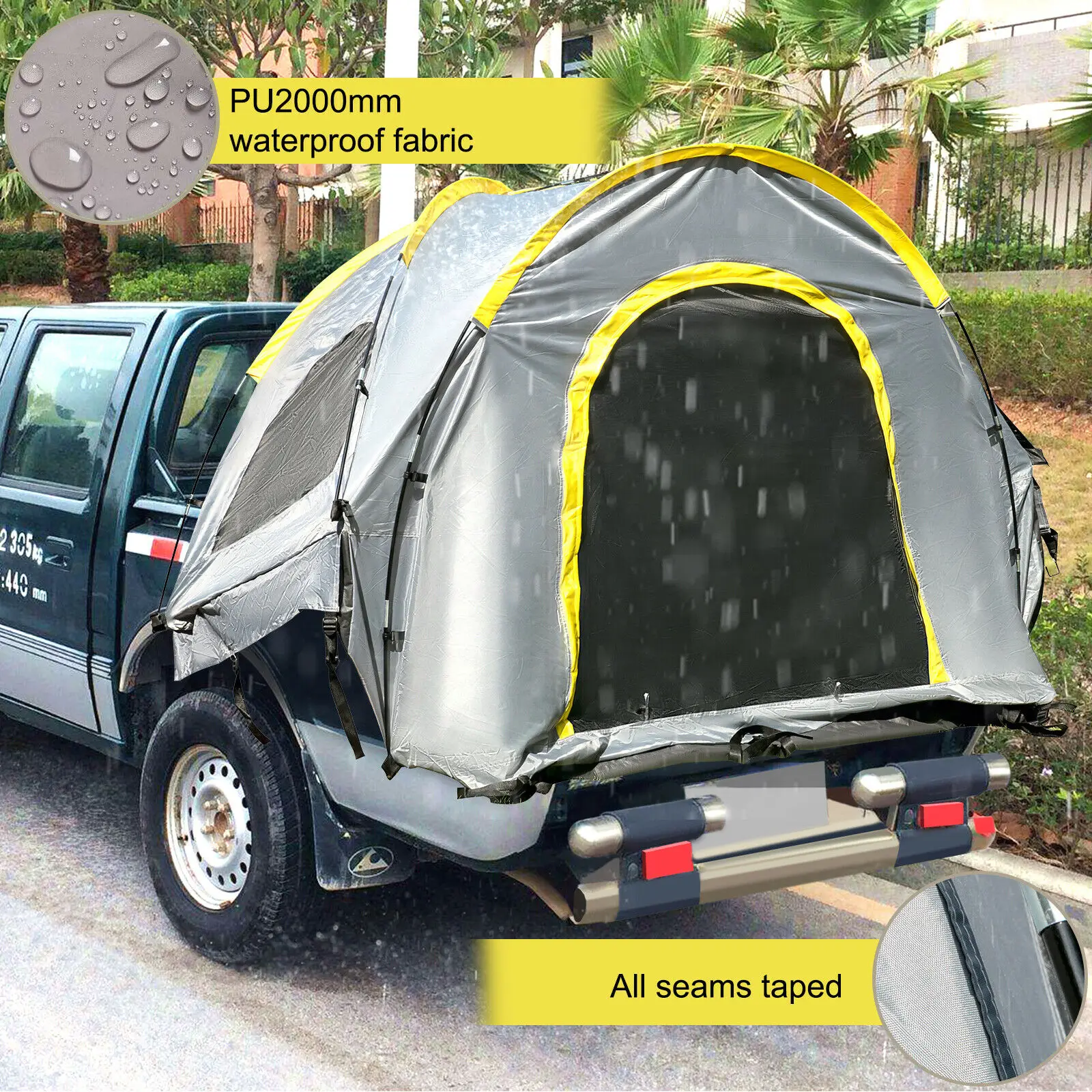 저렴한 VEVOR 5-8 피트 방수 트럭 텐트 자동차 액세서리 침대 전체/중간 크기 트럭에 대 한 캠핑 하이킹에 대 한 2 사람 슬리핑 용량