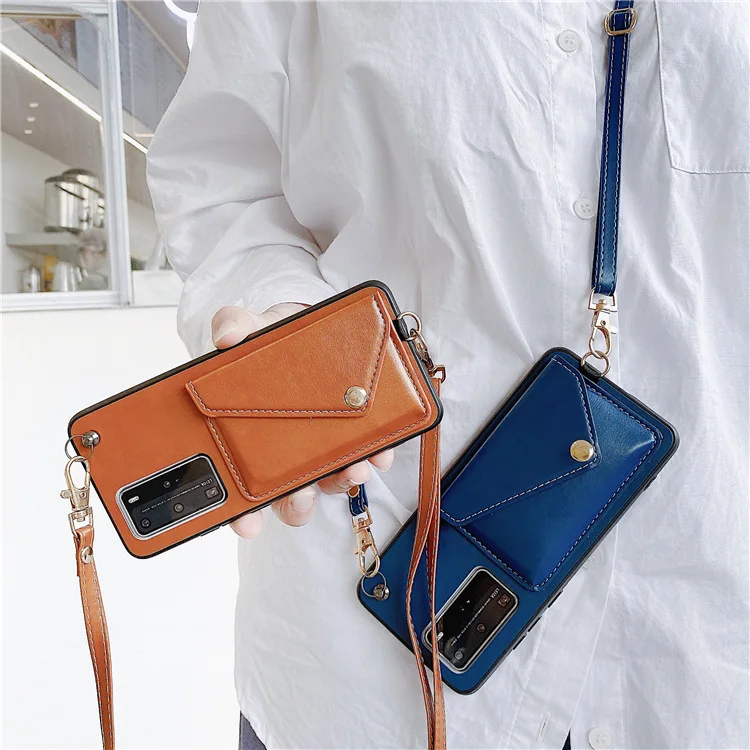 

Leather Card crossbody Wallet Case For Huawei P40 P30 Mate 40 30 nova 7 se Pro mate40 Magnetic Buckle Phone Cover shoulder bag