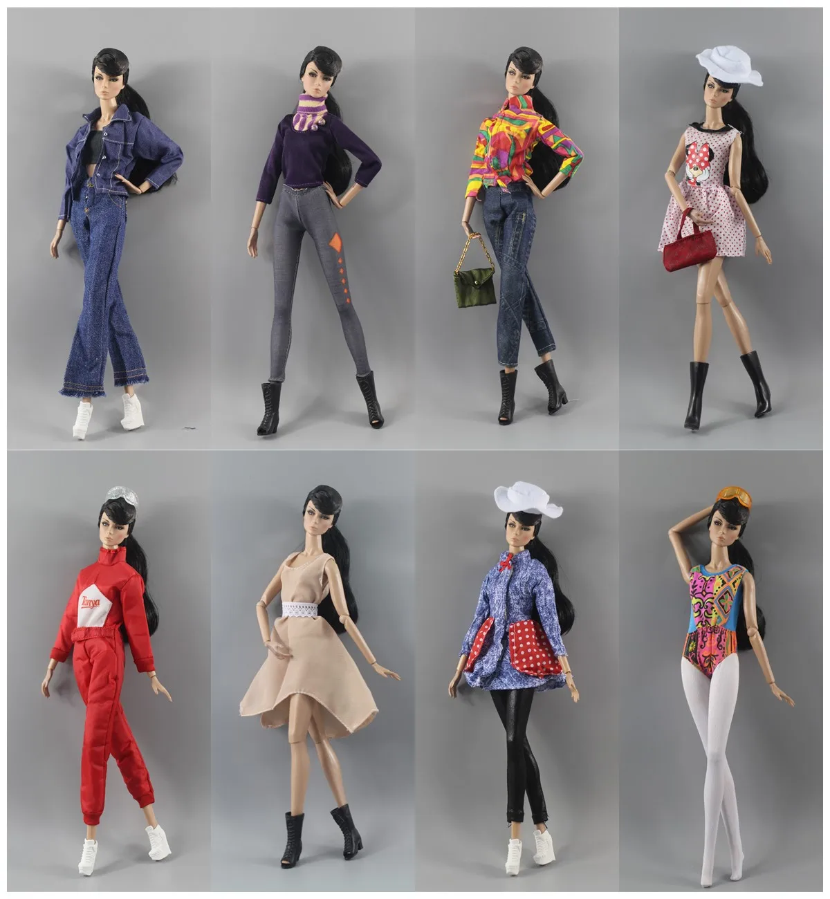 Летняя одежда комплект одежды рубашка штаны юбка платье пальто сумка наряд для 1/6