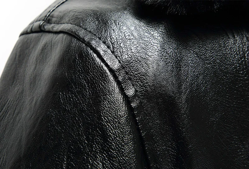 

Nice Winter Fur Collar Leather Jacket Men Button PU Leather Men Large Size Loose Plus Velvet Thick Men Leather Jacket Coats