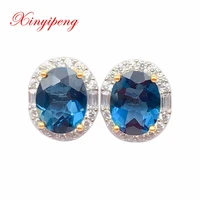 xin yipeng gem jewelry real s925 sterling silver inlaid blue topaz earrings fine anniversary party gift for women free shipping