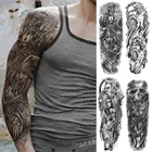 Татуировка мужская, большая, на руку, с принтом Зевс, богов, молния, ад, водостойкая, временная татуировка, медведь Посейдон, боди-арт