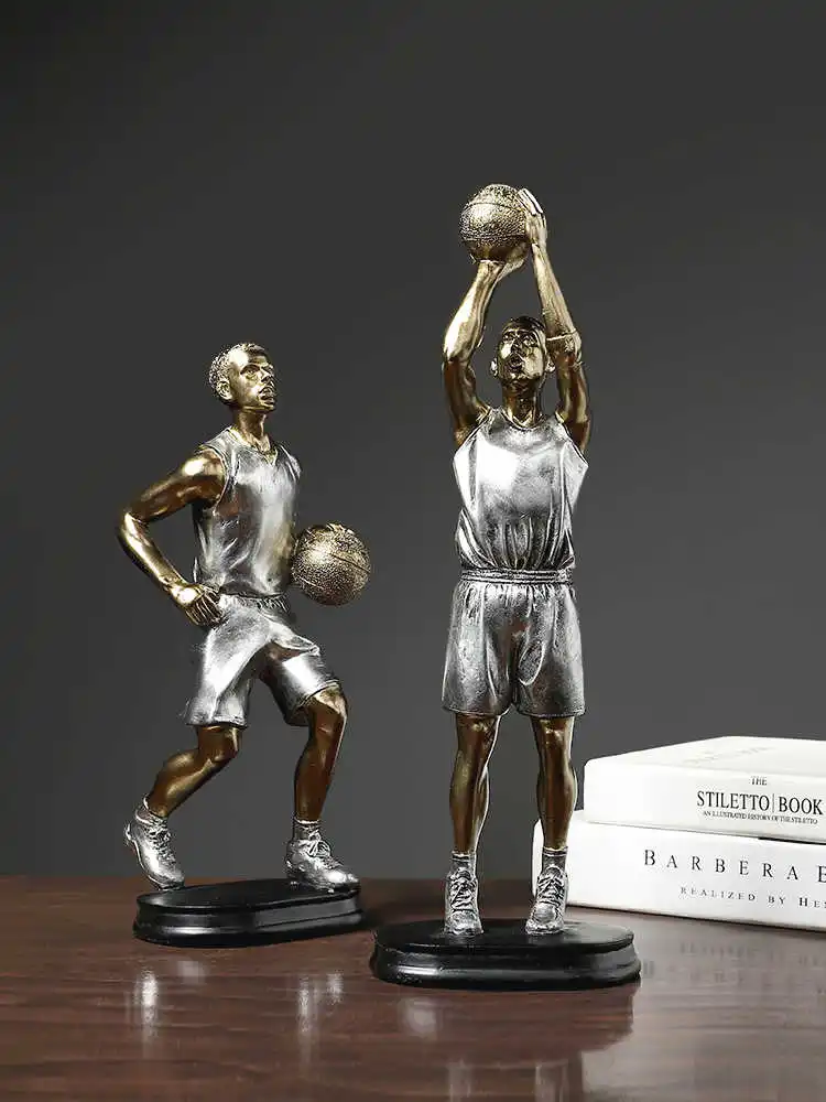 

European Young Basketball Player Statue Simple Resin Sport Sculpture Home Ornaments Modern Office Decor Kids Room Accessories