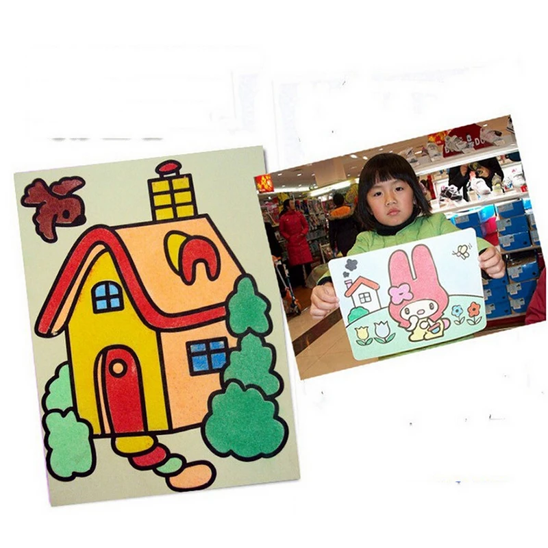 

5 PCS 12X16CM Children Kids Drawing Toys Sand Painting Pictures Kid DIY Crafts Education Toy Pattern Random