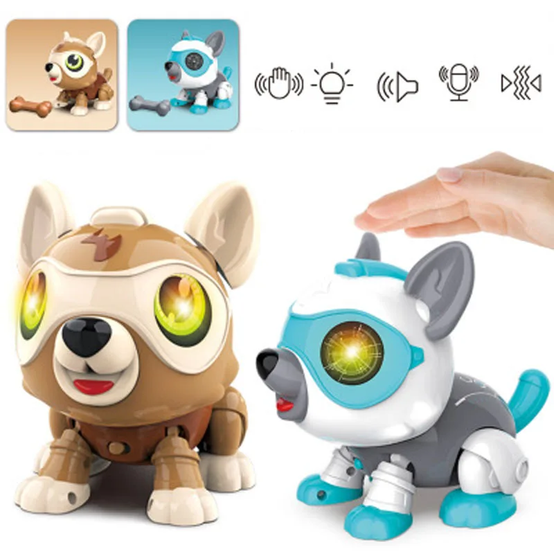 

Children's DIY voice-activated touch smart sensor electronic robot dog toy, lighting and sound effects