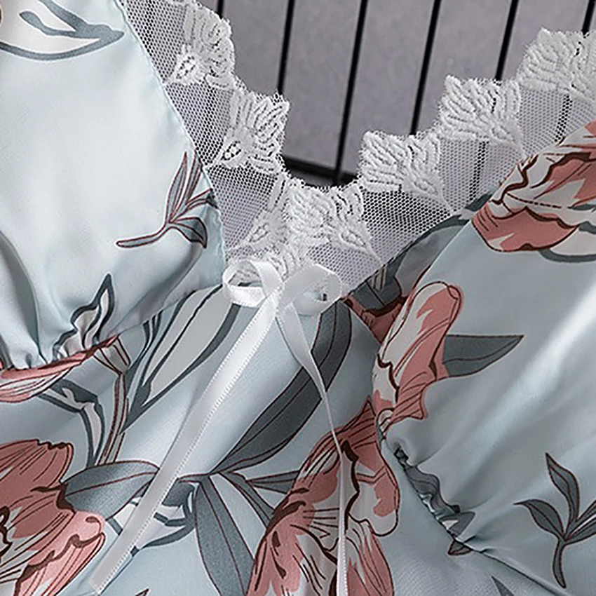 Suphis шелковые атласные пижамы для женщин элегантные кружевные шорты с цветочным