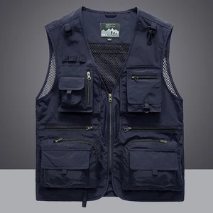 Waistcoat Vest Jacket Men Multi-Pocket Classic Male Sleeveless Coat Outdoor Photographer Fishing Jac