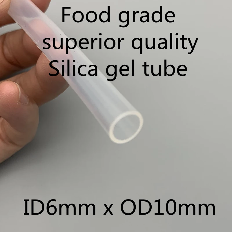 

6x10 Silicone Tubing ID 6mm OD 10mm Food Grade Flexible Drink Tubing Pipe Temperature Resistance Nontoxic Transparent