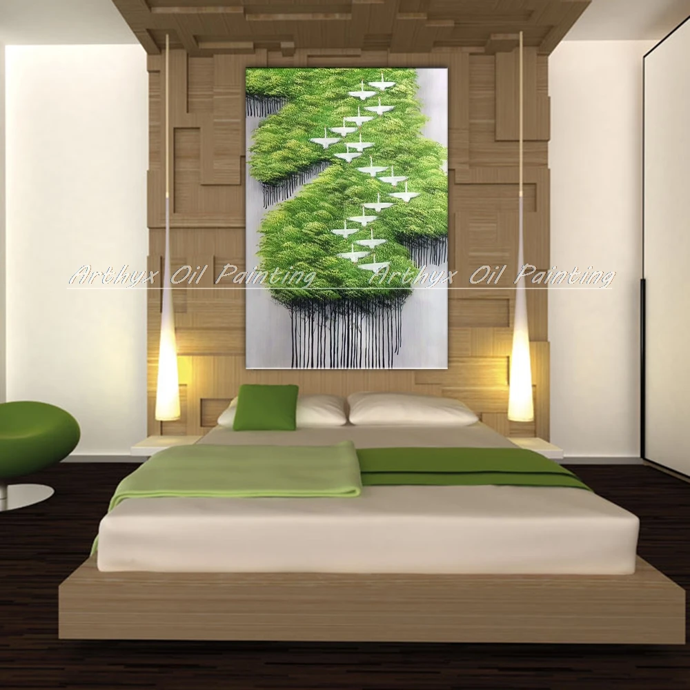 Arthyx Живопись Ручная роспись деревья пейзаж картины маслом на холсте Современные