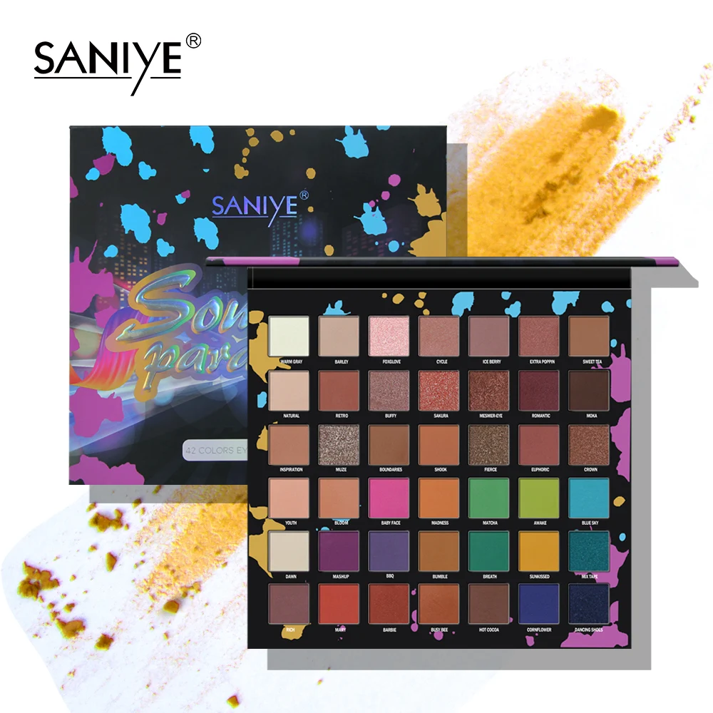 SANIYE 42 цвета тени для век палитра матовые стойкий макияж блестящие макияжа T094 |