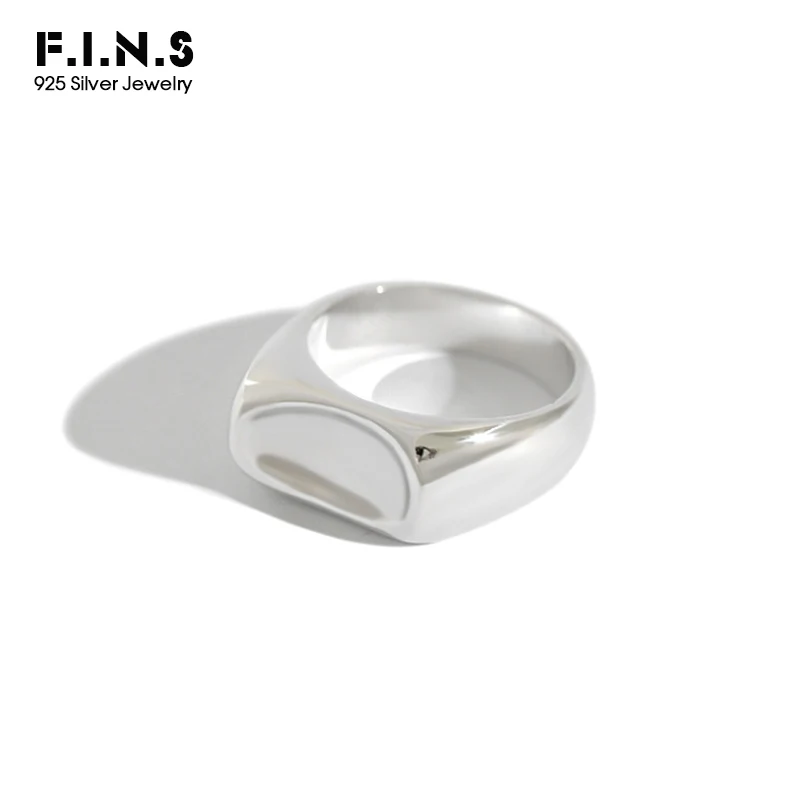 

F.I.N.S Korean 925 Silver Ring INS 2020 New Simple Glossy Surface Concave Sterling Silver Rings for Women Fine Jewelry