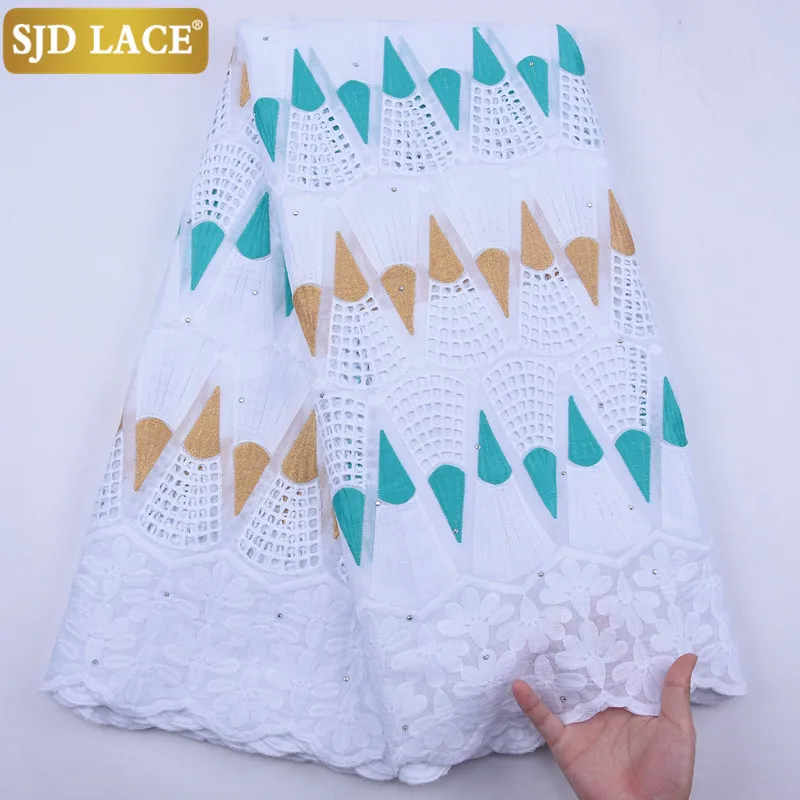 

SJD LACE African Lace Fabric High Quality Swiss Voile Lace In Switzerland Embroiderey Punch Cotton For Wedding Party SewingA1918