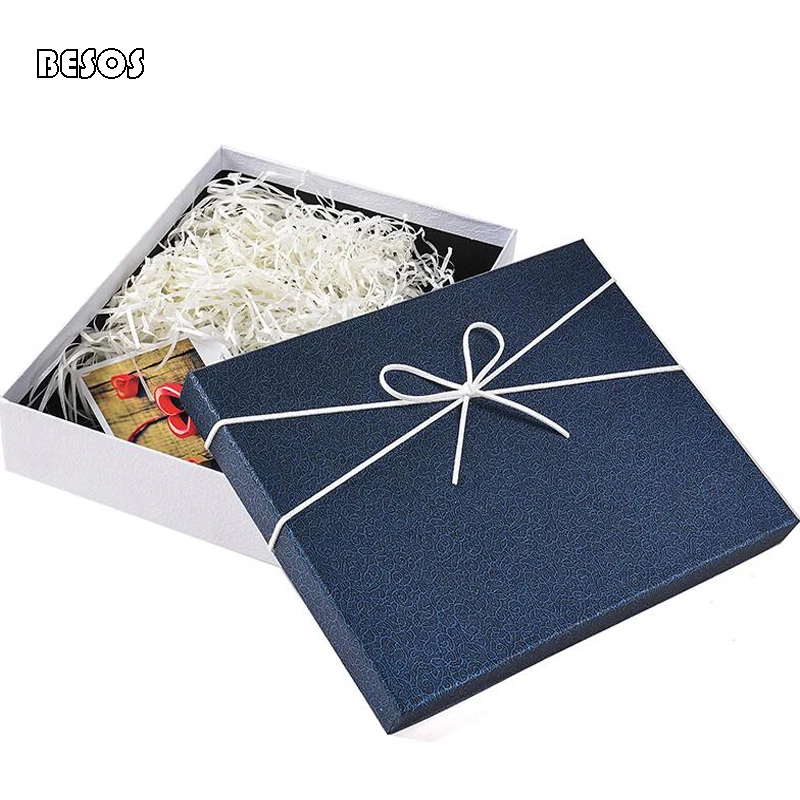 Высококачественная простая Подарочная коробка синяя и белая рельефная рубашка