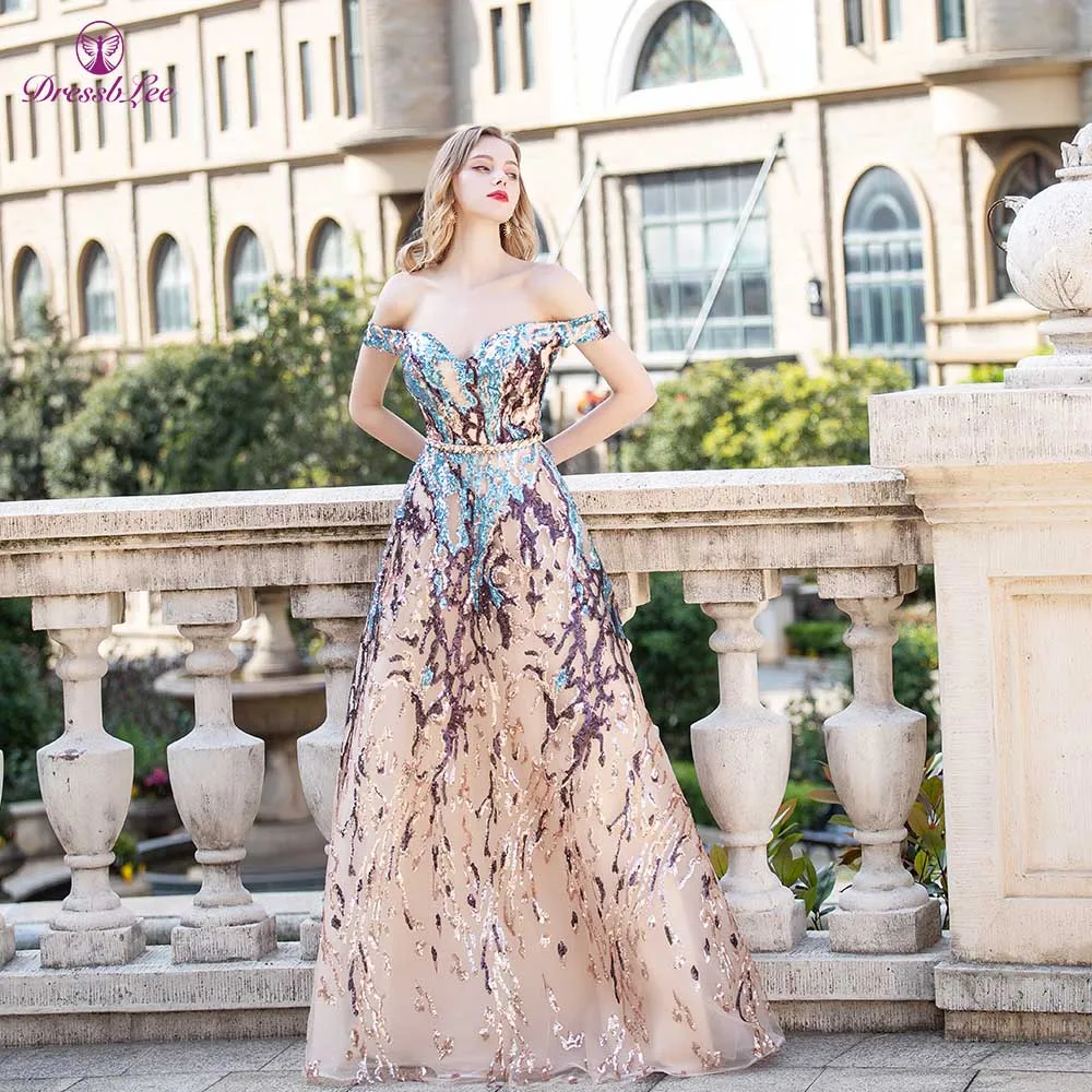 

Женское длинное вечернее платье, платье с открытыми плечами и вышивкой, для выпускного вечера, 2020