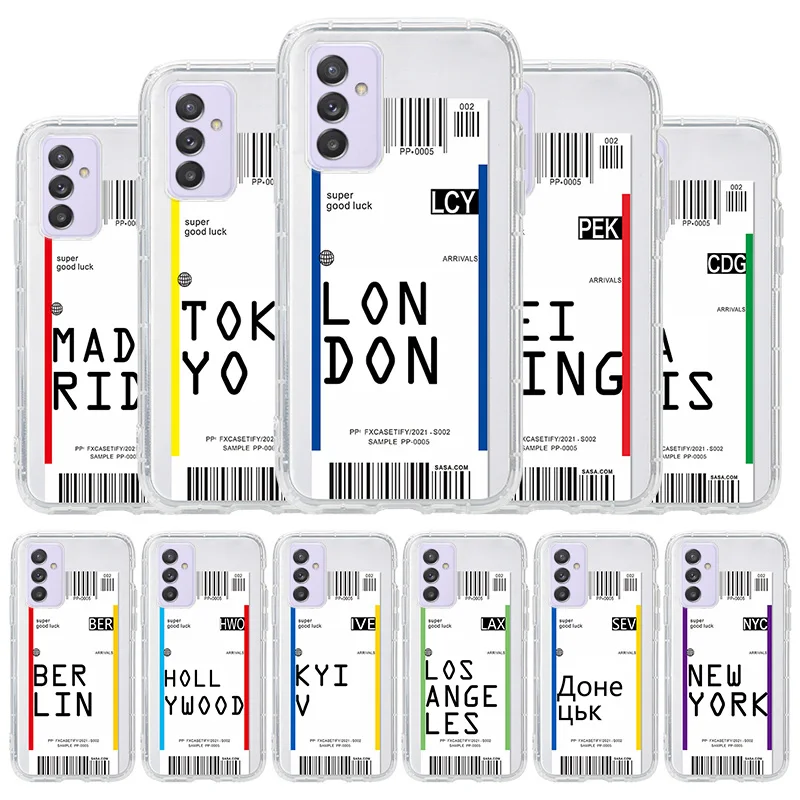 

6.4" a32 4G Case Travel Ticket Label Barcode Phone Case For Samsung A32 Case 6.5" A 32 5G Cover Galaxy A52 A52S A31 A30 A20 Case