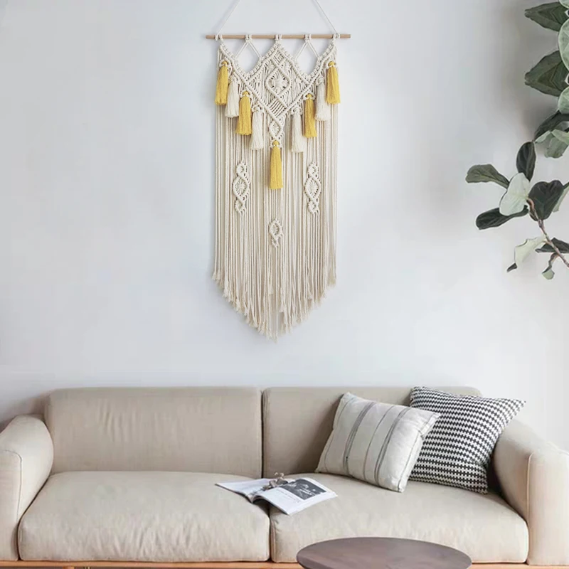 

Bohemian TAPESTRY HAND WOVEN tassels restaurant porch bedroom wall decoration