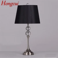 hongcui simple table lamp modern led crystal decorative desk light for home bed room bedside