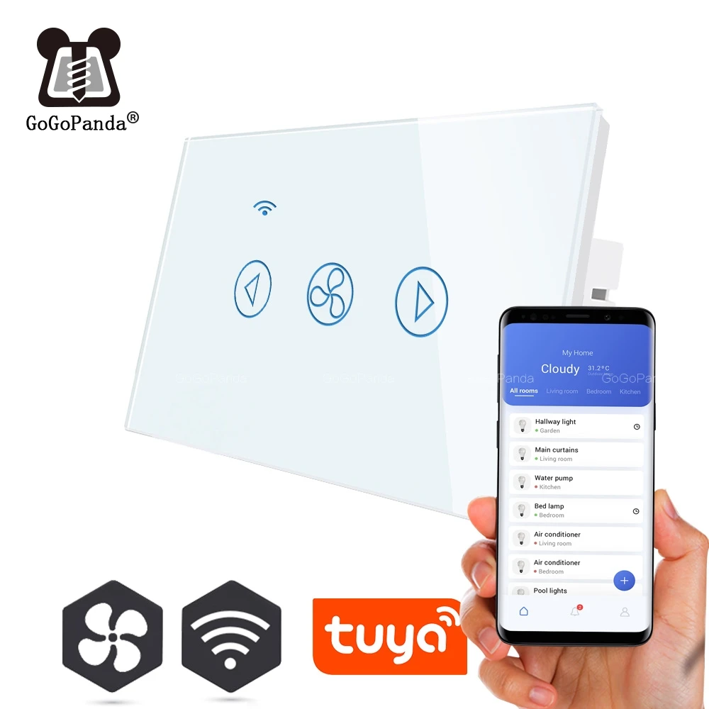 Переключатель вентилятора GoGoPanda US Standard сенсорный диммер Wi Fi управление через