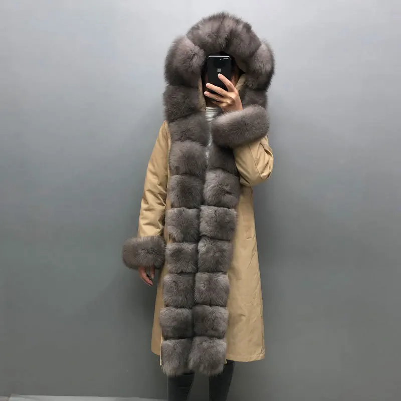 Mid-length pie to overcome ladies' real mink fashion fur coat fur collar rabbit fur lining to keep warm in winter Europe