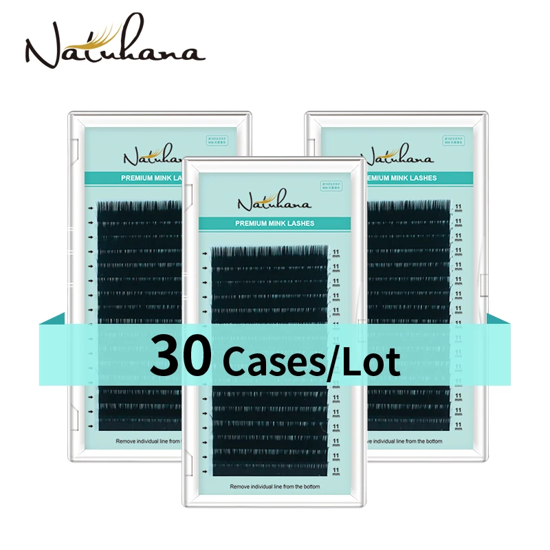 NATUHANA Lashes 30Cases/Lot 16Rows Natural Mink Single Eyelash Extension Premium Individual False Eye Lashes Extension Makeup