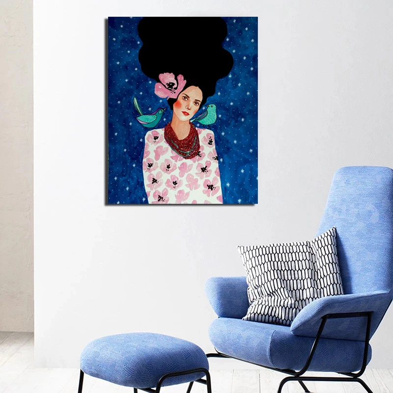 

Nordic Poster Girl Wallpaper Wall Art Oil Painting Posters Pictures Canvas Painting Prints Living Room Home Decoration Unframed